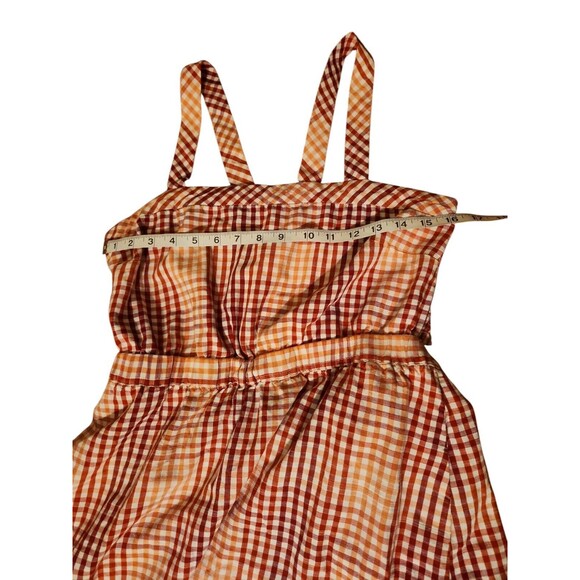Madewell Cottage Gingham Midi Dress Womens Size 8 Red Plaid Cutout-Back Prairie - Picture 7 of 8